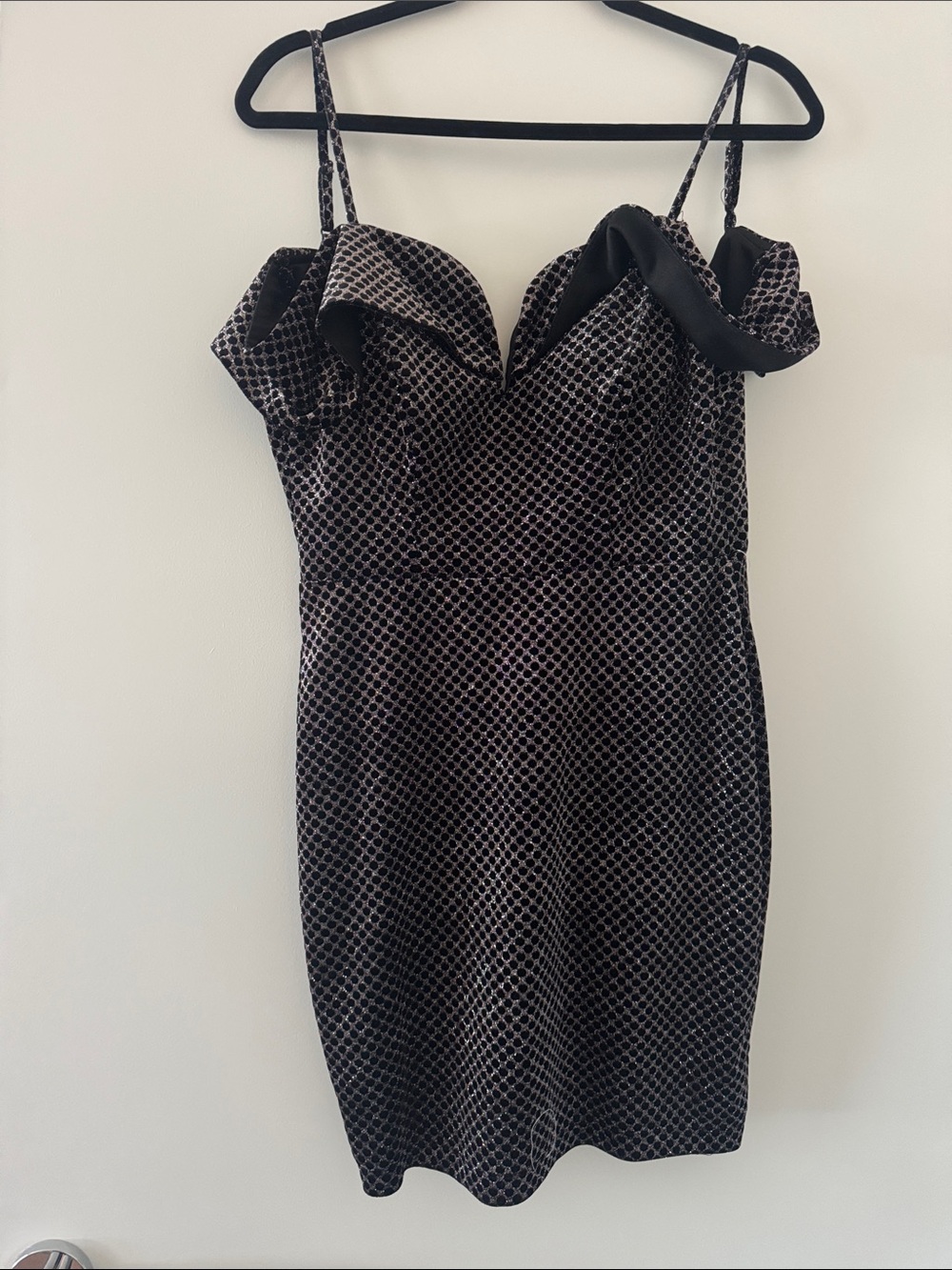 B. Smart Strapless Velvet Cocktail Dress in Black and Silver